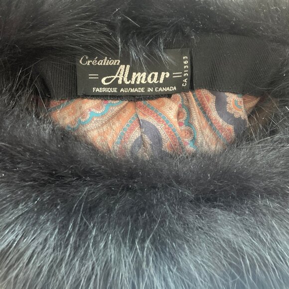 Black Fox Fur Pill Hat Vintage Genuine Fox, Création Almar Mid Century Fashion - Picture 5 of 5